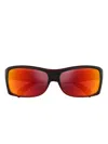 Maui Jim Equator Rectangular Red-lens Sunglasses In Black