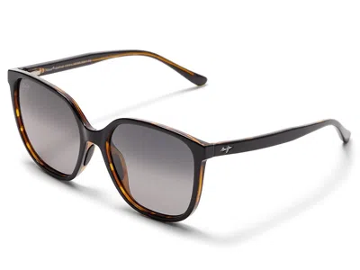Maui Jim Good Fun Polarized Fashion Sunglasses Black Gloss W/tortoise/neutral Grey Polarized: One Size In Brown