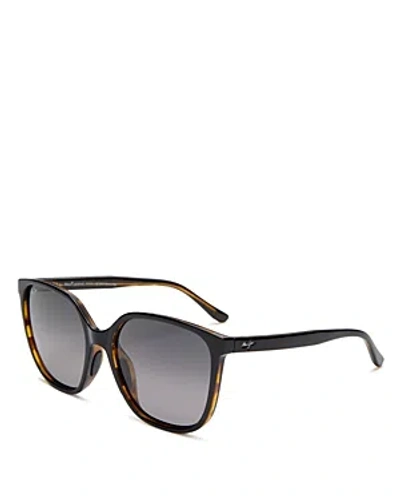 Maui Jim Good Fun Polarized Round Sunglasses, 57mm In Black/gray Polarized Gradient