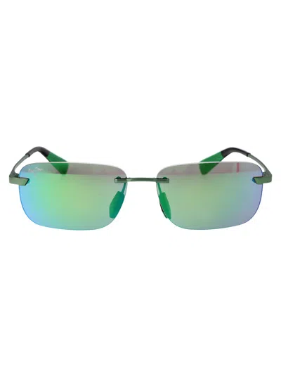 Maui Jim Grey Kahana Shiny Dark Ruthenium Acetate Sunglasses In Green