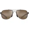 Maui Jim Guardrails 56mm Polarizedplus2® Aviator Sunglasses In Brown