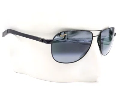 Pre-owned Maui Jim Guardrails Aviator Gloss Black Sunglasses 58mm 327-02 $349 In Lc: Neutral Gray