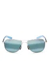 Maui Jim Guardrails Polarized Brow Bar Aviator Sunglasses, 58mm In Silver/gray