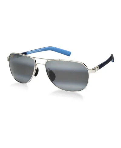 Maui Jim Guardrails Neutral Grey Pilot Unisex Sunglasses 327-17 58 In Blue / Grey / Silver