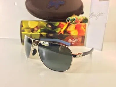 Pre-owned Maui Jim Guardrails Polarized Titanium Sunglasses 327-17 Silver/grey Glass In Gray