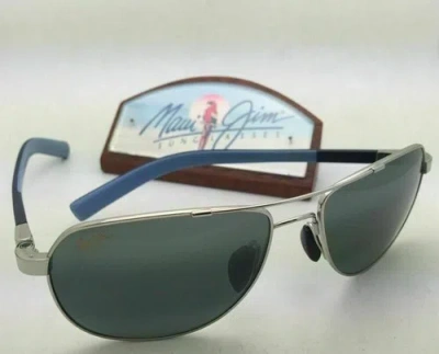 Pre-owned Maui Jim Guardrails Sunglasses Mj 327-17 Silver Frame With Polarized Grey Lenses In Gray