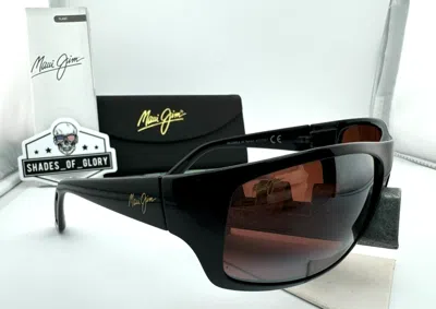 Pre-owned Maui Jim Haleakala Mj 419-02 Gloss Black Maui Rose Red Polarized Sunglasses In Pink
