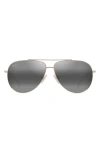 Maui Jim Hauoli 59mm Polarized Gradient Aviator Sunglasses In Shiny Light Gold Crystal