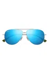 Maui Jim Cliff House 59mm Polarizedplus2® Metal Aviator Sunglasses In Blue