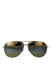 Maui Jim Shiny Dark Ruthenium Metal Sunglasses In Green