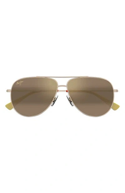 Maui Jim Hauoli Xl 62mm Polarized Oversize Aviator Sunglasses In Green