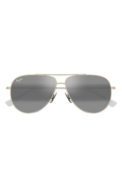 Maui Jim Hauoli Xl 62mm Polarized Oversize Aviator Sunglasses In Gold/neutral Grey