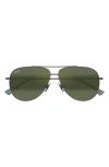 Maui Jim Hauoli Xl 62mm Polarized Oversize Aviator Sunglasses In Silver/maui Ht
