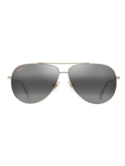Maui Jim Hauoli Xl Aviator Sunglasses In Silver