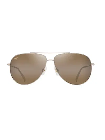 Maui Jim Hauoli Xl Classic Aviator Sunglasses In Gold