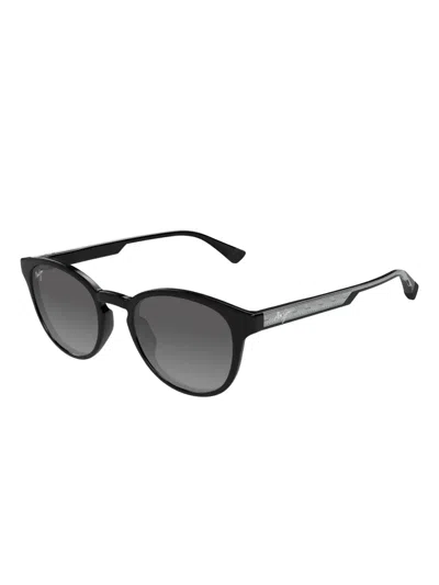 Maui Jim Hiehie Round-frame Sunglasses In Black
