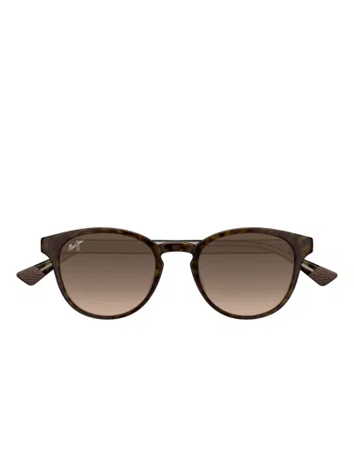 Maui Jim Hiehie Tortoiseshell Round Sunglasses In Brown