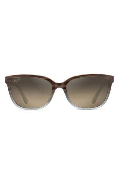 Maui Jim Honi Polarized Cat-eye Sunglasses In Sandstone With Blue/bronze