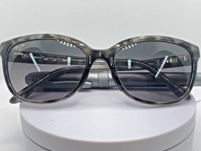 Pre-owned Maui Jim Honi Gs758-11s Cat Eye Gray Tortoise Stripe Sunglasses Lens-lt Gray