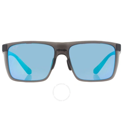 Maui Jim Honokalani Blue Hawaii Rectangular Men's Sunglasses B455-14 57 In Blue / Grey