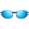 Maui Jim Hookipa 63mm Polarizedplus®2 Rectangular Sunglasses In Metal Matte Blue/blue Hawaii