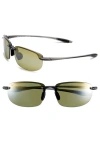 Maui Jim Ho'okipa 63mm Polarizedplus®2 Rectangular Sunglasses In Smoke Grey/maui Ht