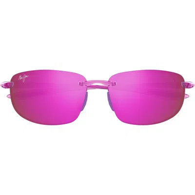Maui Jim Ho'okipa 64mm Oversize Polarizedplus2® Rectangular Sunglasses In Shiny Cyclamen Pink