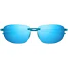 Maui Jim Ho'okipa 64mm Oversize Polarizedplus2® Rectangular Sunglasses In Blue