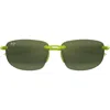 Maui Jim Ho'okipa 64mm Oversize Polarizedplus2® Rectangular Sunglasses In Shiny Transparent Light Green