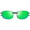 Maui Jim Hookipa 64mm Polarized Rectangle Sunglasses In Green