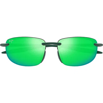 Maui Jim Hookipa 64mm Polarized Rectangle Sunglasses In Green