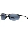 Maui Jim Hookipa 407-02 Polarized Rectangle Sunglasses In Black,grey
