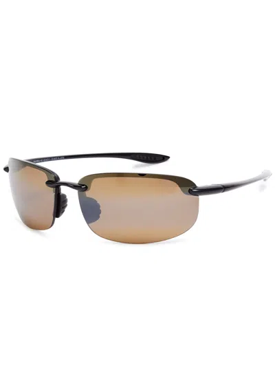 Maui Jim Ho'okipa Rimless Wrap-around Sunglasses In Brown
