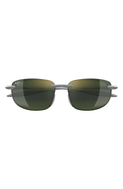 Maui Jim Hookipa Ultra 63mm Polarizedplus2® Oval Sunglasses In Green