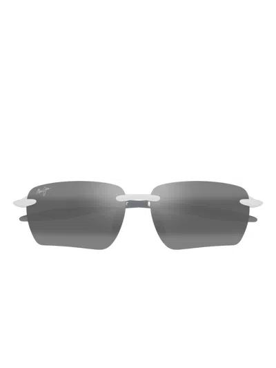 Maui Jim Ho'okipa Ultra G Rectangle-frame Rimless Sunglasses In White