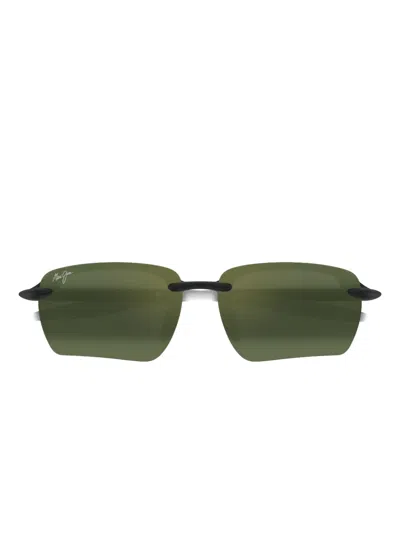 Maui Jim Ho'okipa Ultra G Rectangle-frame Sunglasses In Black