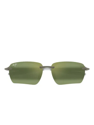 Maui Jim Ho'okipa Ultra G Rectangle-frame Sunglasses In Green