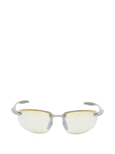 Maui Jim Ho'okipa Ultra Rectangle-frame Sunglasses In Silver