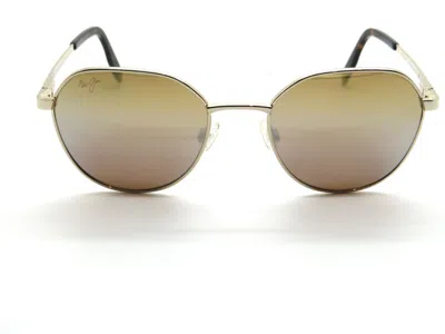 Pre-owned Maui Jim Hukilau Mj845-16 Gold/dual Mirror Gold To Silver Polarized Sunglasses In Blue