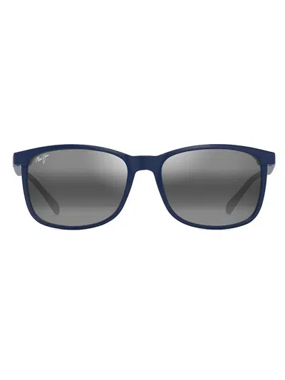 Maui Jim Hulili Matte Finish Oversized Sunglasses In Blue