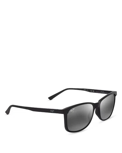 Maui Jim Hulili Rectangular Sunglasses, 57mm In Black