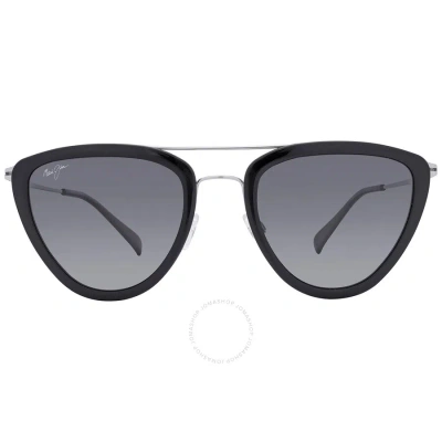 Maui Jim Hunakai Neutral Grey Irregular Ladies Sunglasses Gs331-02 53 In Black / Grey