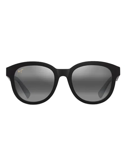 Maui Jim Ihupani Af Rounded Frame Sunglasses In Black