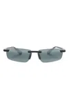 Maui Jim ‘ilikou Rectangle-frame Sunglasses In Black