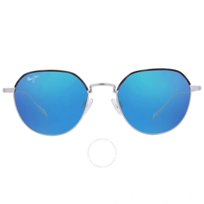 Maui Jim Island Eyes Blue Hawaii Round Unisex Sunglasses B859-17 50 In Blue / Silver