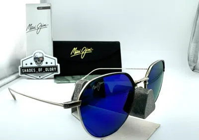 Pre-owned Maui Jim Island Eyes Mj 859-17 Silver With Blue Hawaii Polarized Sunglasses