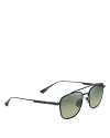 Maui Jim Kahana Aviator Square Sunglasses, 53mm In Black/green Gradient