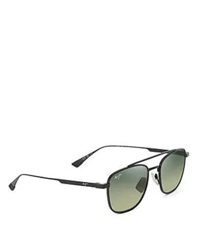 Maui Jim Kahana Aviator Square Sunglasses, 53mm In Black/green Gradient