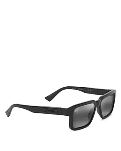Maui Jim Kahiko Classic Rectangular Sunglasses, 53mm In Black/gray Mirrored Gradient