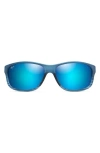 Maui Jim Kaiwi Channel 62mm Rectangular Polarized Sunglasses In Blue Black Stripe/blue Hawaii